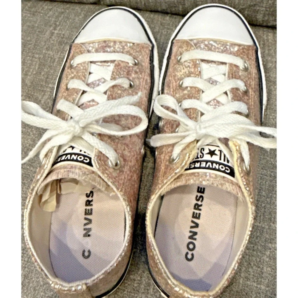 Converse All Star Girls Shoes Size 3 Glitter Pink